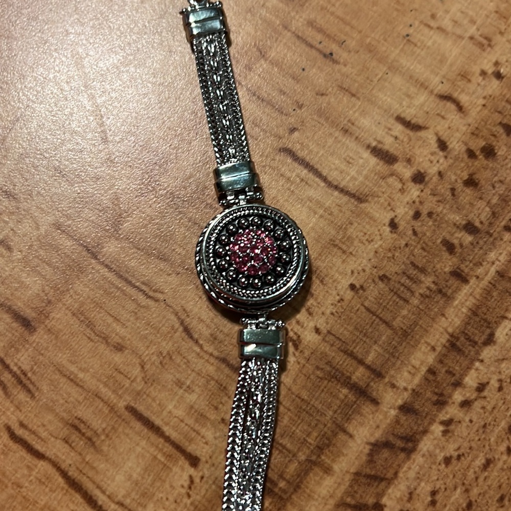 Ginger snap silver bracelet with pink stones